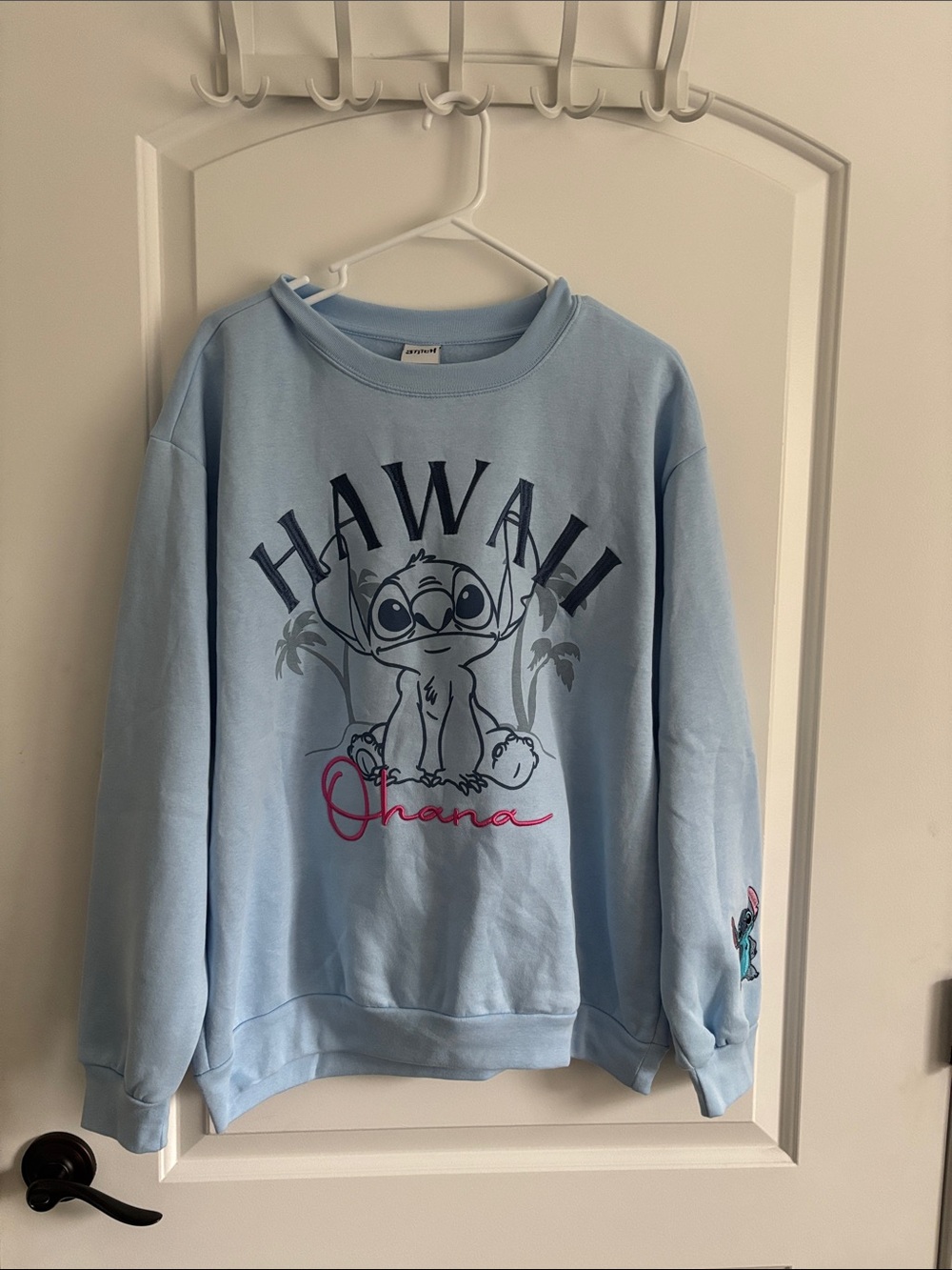 Disney Light Blue Stitch Graphic Crewneck Sweatshirt